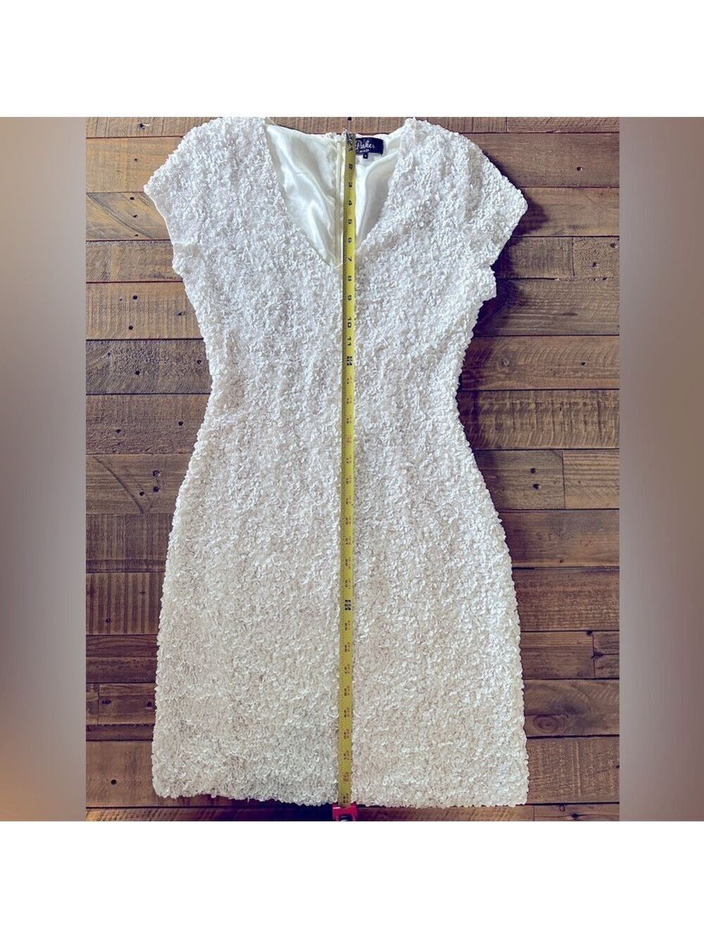 Parker Serena White Sequin Mini Dress Size 4 - Picture 7 of 11